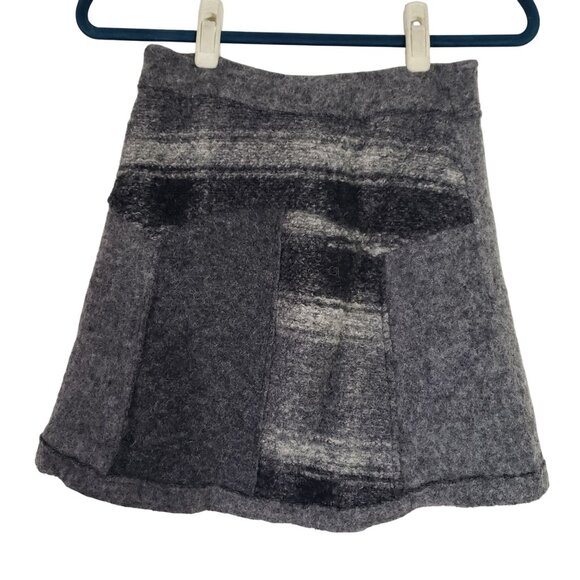 Gray Wool Blend Double-Breasted A-Line Skirt Made In Italy Preppy Academia Fall - Picture 2 of 5